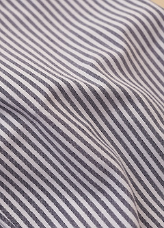 front Aiden Denim Azul Cepillado Camisa de vestir a rayas 100 % algodón que no necesita planchado