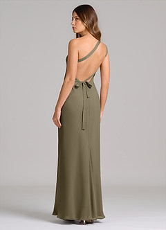 Azazie Monroe Suknie dla druhen Osłona Jedno ramię Szyfon Do ziemi Sukienka image2