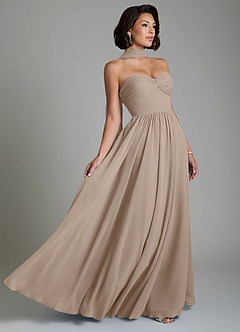 Azazie Petra Abiti da Damigella Abito A-Line in Chiffon Corsetto Taupe image1