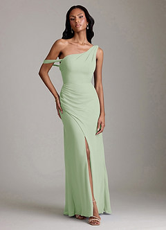 Azazie Madelyn Bridesmaid Dresses Dusty Sage Mermaid One Shoulder Chiffon Convertible Dress image1