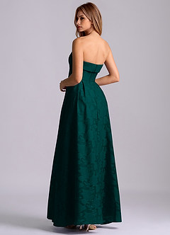 Azazie Lucienne Bridesmaid Dresses Pine A-Line Strapless Floral Burnout Dress image2
