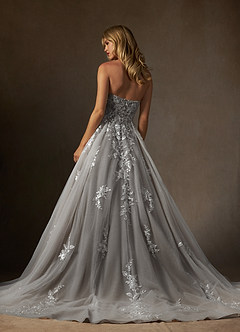 Azazie Keri Robes de mariée Robe Princesse en Dentelle Sans bretelles Blanc Diamant Cacao image2