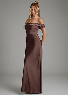 Azazie Hayden Bridesmaid Dresses Ganache Mermaid Corset Stretch Satin Dress image4