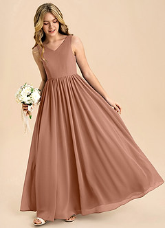 Azazie Hathaway Junior Bronzer A-Line Bow Chiffon Dress image4