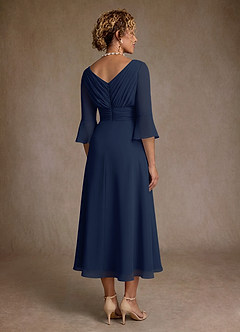 Azazie Aerynne Mother of the Bride Dresses Dark Navy A-Line Pleated Chiffon Dress image2