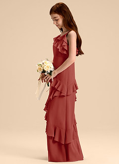 Azazie Evara Junior Terracotta A-Line Chiffon Dress image5