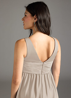Azazie Yetta Maternity Bridesmaid Dresses A-Line Pleated Stretch Satin Floor-Length Dress image5