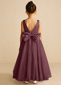 Azazie Pumpkin Robe Demoiselle D'honneur Fillette Robe Trapèze en Tulle Convertible Sangria image6