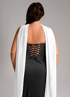 Azazie Sorrel Bridesmaid Dresses Ivory Black Mermaid Strapless Stretch Satin Convertible Dress image11