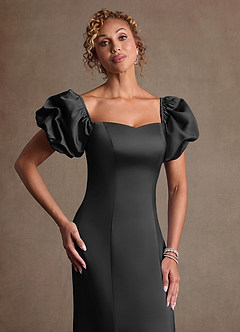 Azazie Redding Klänningar till brudens mor Klä Tubklänning i Stretch Satin Rynkad Svart image4