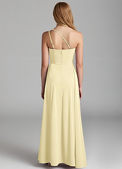 Azazie Maron Junior Linia A Pofałdowany Satyna elastyczna Długość podłogi Młodsza druhna Sukienka image4