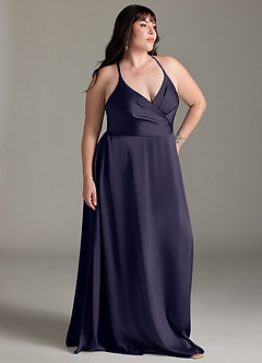 Azazie Davis Bridesmaid Dresses Stormy A-Line Pleated Stretch Satin Dress image9