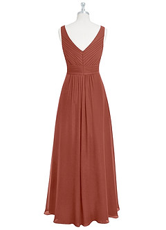 Azazie Pierrette Bridesmaid Dresses Auburn A-Line Pleated Chiffon Dress image8