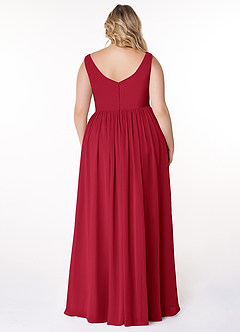 Azazie Keyla Bridesmaid Dresses Scarlet A-Line V-Neck Pleated Chiffon Dress image7