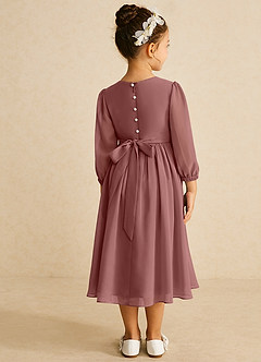Azazie Lolo Flower Girl Dresses Desert Rose A-Line with Sleeves Chiffon Dress image5