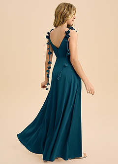 Azazie Gumdrop Junior Ink Blue Empire Pleated Stretch Satin Dress image1