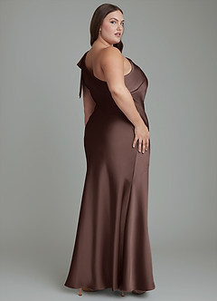 Azazie Yuanna Bridesmaid Dresses Ganache Mermaid One Shoulder Stretch Satin Dress image9