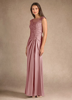 Azazie Santa Barbara Final Sale Agave Sheath Pleated Stretch Satin Dress image6