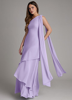 Azazie Monique Bridesmaid Dresses Lilac A-Line One Shoulder Chiffon Dress image4