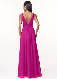 Azazie Maren Bridesmaid Dresses Fuchsia A-Line Pleated Chiffon Dress image2
