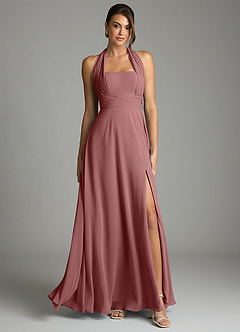 Azazie Tamira Suknie dla druhen Linia A Pofałdowany Szyfon Do ziemi Sukienka image1