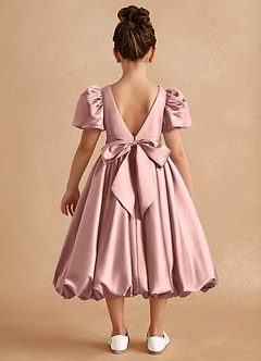 Azazie Jellybean Blumenmädchenkleider Ballkleid Gestreift Matte Satin Kleid Roségold image2