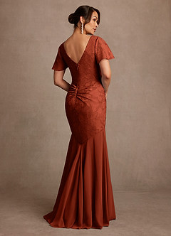 Azazie Jolene Mother of the Bride Dresses Auburn Mermaid Pleated Floral Burnout Dress image2