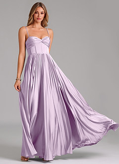 Azazie Tyla Bridesmaid Dresses Frosted Lilac A-Line Sweetheart Neckline Stretch Satin Dress image5