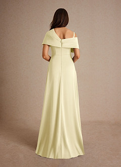 Azazie Milton 신부의 어머니 드레스 A라인 주름진 스트레치 새틴 플로어 길이 드레스 image4