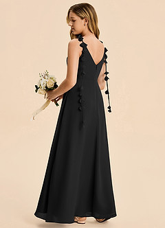 Azazie Gumdrop Junior Black Empire Pleated Chiffon Dress image4