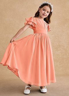 Azazie Ali Flower Girl Dresses Sunset A-Line Pleated Chiffon Dress image6