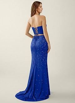 Esme Royal Blue Two-piece Corset Stretch Satin Mermaid Prom Dress image2