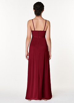 Azazie Luxy Junior Burgundy Pleated Mesh Dress image2