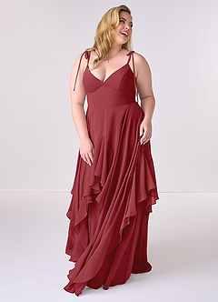 Barbie ♥ Azazie Bridesmaid Dresses Pomegranate A-Line Bow Chiffon Dress image8