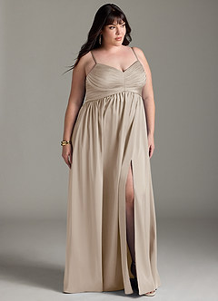 Azazie Alia Bridesmaid Dresses Frost A-Line Pleated Stretch Satin Dress image12