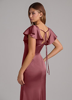 Azazie Elkie 신부 들러리 드레스 인어 스퀘어 네크라인 스트레치 새틴 바닥 길이 드레스 image7