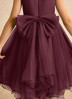 Azazie Lass Flower Girl Dresses Cabernet A-Line Bow Tulle Dress image6