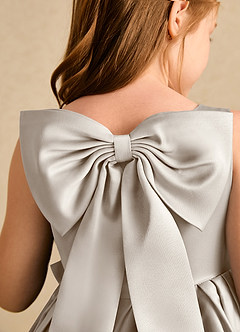 Azazie Jessie Flower Girl Dresses Frost A-Line Bow Matte Satin Dress image8