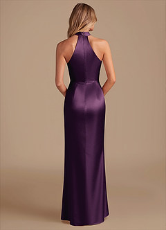 Azazie Karlotta Bridesmaid Dresses Plum Sheath Pleated Metallic Satin Dress image2