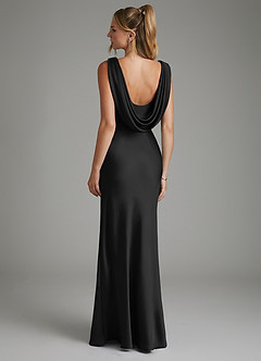 Azazie Elena Brautjungfernkleider Meerjungfrau-Linie Plissee Stretch-Satin Kleid Schwarz image2