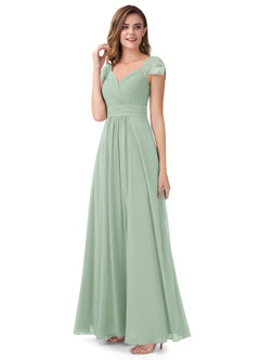 Azazie Adelyn Bridesmaid Dresses A-Line Lace Chiffon Floor-Length Dress image3