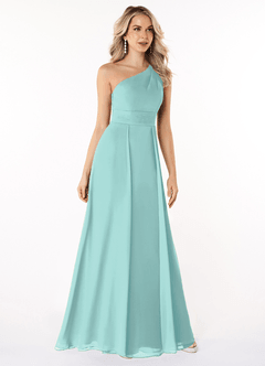 Azazie Dallas Jurken voor bruidsmeisjes Jurk van Chiffon met A-Lijn One-Shoulder Aqua image3