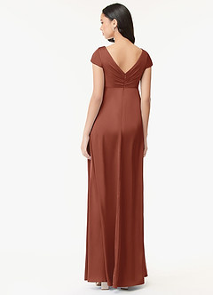 Azazie Allessia Maternity Bridesmaid Dresses A-Line Pleated Stretch Satin Floor-Length Dress image2