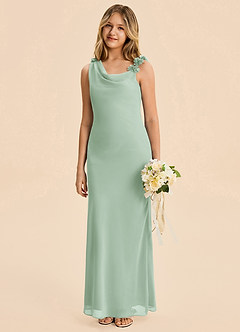 Azazie Sia Junior Agave Sheath Chiffon Dress image3