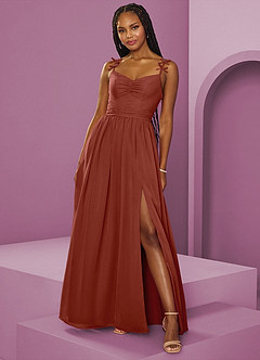 Barbie ♥ Azazie Bridesmaid Dresses Auburn A-Line Pleated Chiffon Dress image4