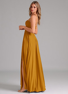 Azazie Akiko Brautjungfernkleider A-Linie Herzausschnitt Stretch-Satin Kleid Butterscotch image7