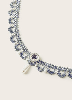 front Something Blue Beaded Lace Necklace