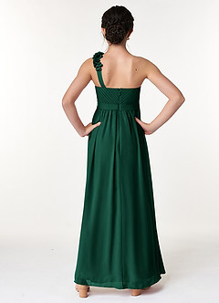 Azazie Flower Junior Jurk van Chiffon met A-Lijn Geplooid Smaragd image2