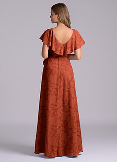 Azazie Lainey Brautjungfernkleider A-Linie mit Taschen Blumen-Burnout Kleid Rotbraun image2