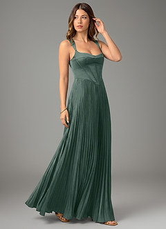 Azazie Avenelle Robes de demoiselle d'honneur Robe Trapèze en Satin extensible Corset Mousse De Mer image5